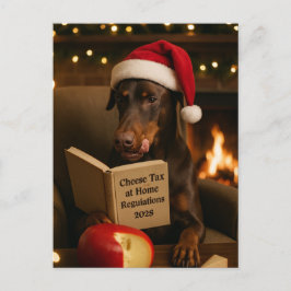 Dobermann 'Käse-Steuer' Weihnachtskarte Postkarte