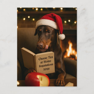 Dobermann 'Käse-Steuer' Weihnachtskarte Postkarte