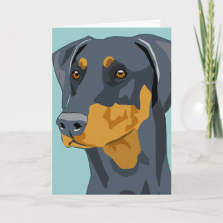 Dobermann-Kopf, Blau, Uncropped Karte