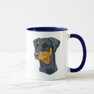 Dobermann-Kopf, Blau, Uncropped Tasse
