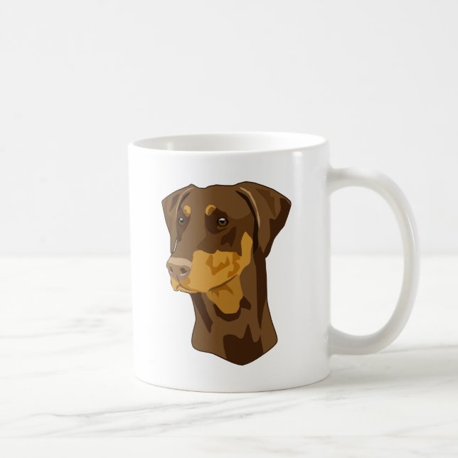 Dobermann-Kopf, Rot, Uncropped Kaffeetasse (Rechts)