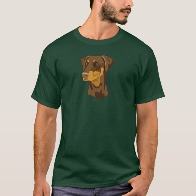 Dobermann-Kopf, Rot, Uncropped T-Shirt (Vorderseite)