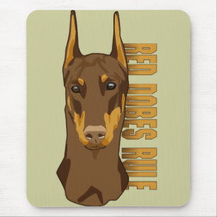 Dobermann-Kopf, rote Dobes Regel Mousepad