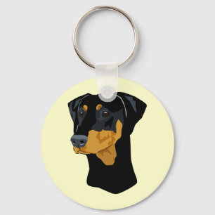 Dobermann-Kopf, Schwarzes, Uncropped Schlüsselanhänger