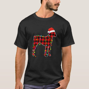 Dobermann leuchtet Rotkarierter Welpe Weihnachtsma T-Shirt