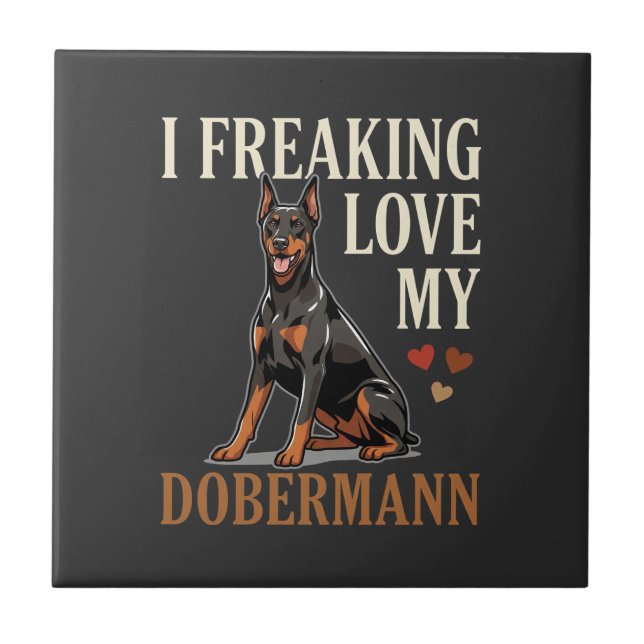 Dobermann Liebe Hundeliebhaber Fliese (Vorderseite)