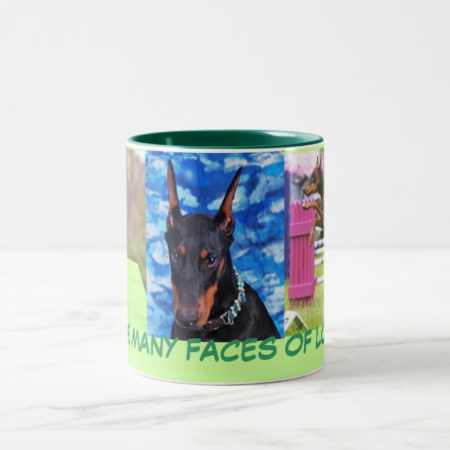 Dobermann-Liebe Zweifarbige Tasse (Mittel)