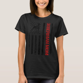 Dobermann-Mama Amerikanische USA-Flagge Lustiger D T-Shirt
