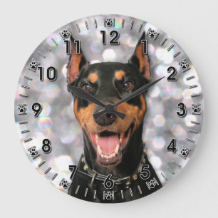Dobermann - Megyan Große Wanduhr
