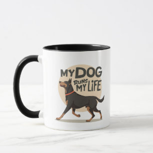 Dobermann "Mein Hund bestimmt mein Leben" Retro-Sp Tasse