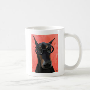 Dobermann mit Gläsern Tasse