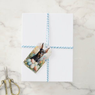 Dobermann mit Ostereiern Geschenkanhänger