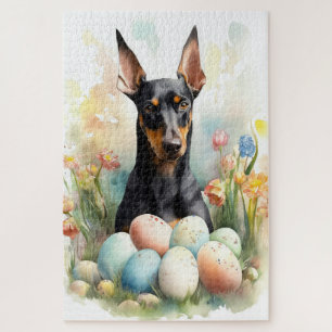 Dobermann mit Ostereiern Puzzle