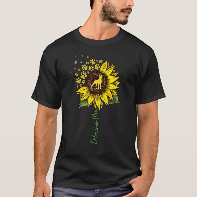 Dobermann-Mutter Sonnenblume Dobermann Pinscher Ge T-Shirt (Vorderseite)