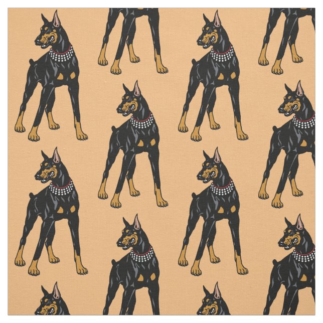  Dobermann oder Doberman Pinscher dog Fabric Stoff (Muster)