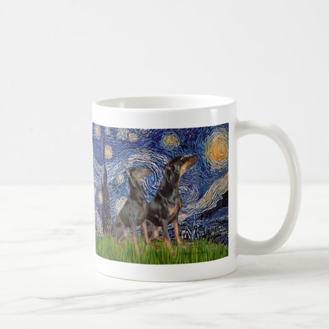 Dobermann-Paar - Sternennacht Kaffeetasse (Rechts)