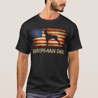 Dobermann Papa Vintage Amerikanische Flagge Patrio T-Shirt