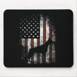 Dobermann Pinscher Amerikanische Flagge Patriotisc Mousepad