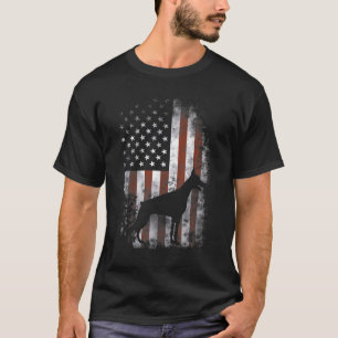 Dobermann Pinscher Amerikanische Flagge Patriotisc T-Shirt