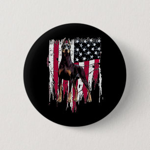 Dobermann Pinscher Amerikanische Flagge USA Toll  Button