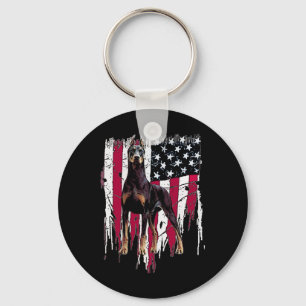 Dobermann Pinscher Amerikanische Flagge USA Toll Schlüsselanhänger