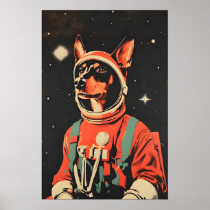 Dobermann Pinscher Astronaut Poster, Dobermann Poster