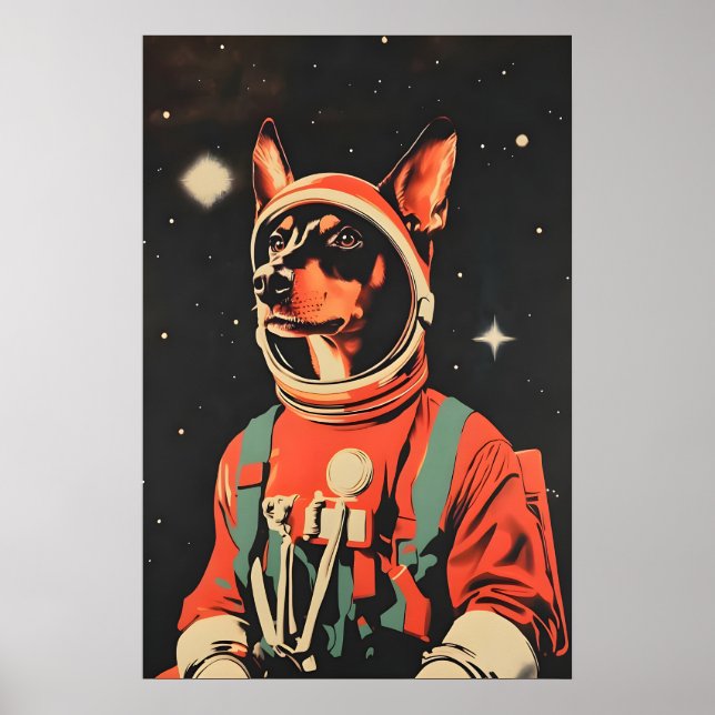 Dobermann Pinscher Astronaut Poster, Dobermann Poster (Vorne)