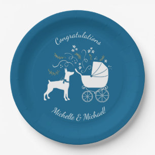 Dobermann Pinscher Baby Shower Pappteller