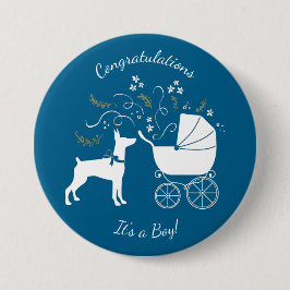Dobermann Pinscher Baby Shower Puppy Dodge Doberma Button