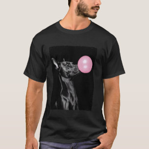 Dobermann Pinscher bläst Bubble Gum Rosa T-Shirt