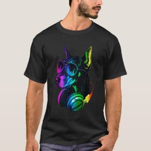 Dobermann Pinscher DJ Kopfhörer Retro Musik Hundel T-Shirt