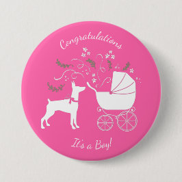 Dobermann Pinscher Dog Babydusche Welpe Dobermann Button