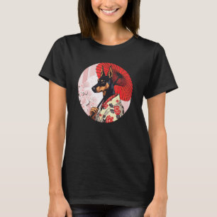 Dobermann Pinscher Geisha Lustiger Hund Kimono T-Shirt