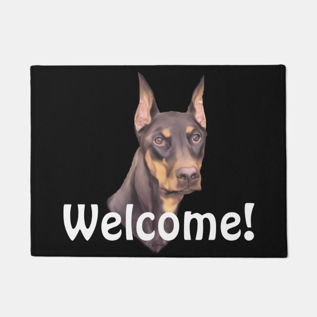 Dobermann Pinscher Hund Fußmatte (Vorderseite)