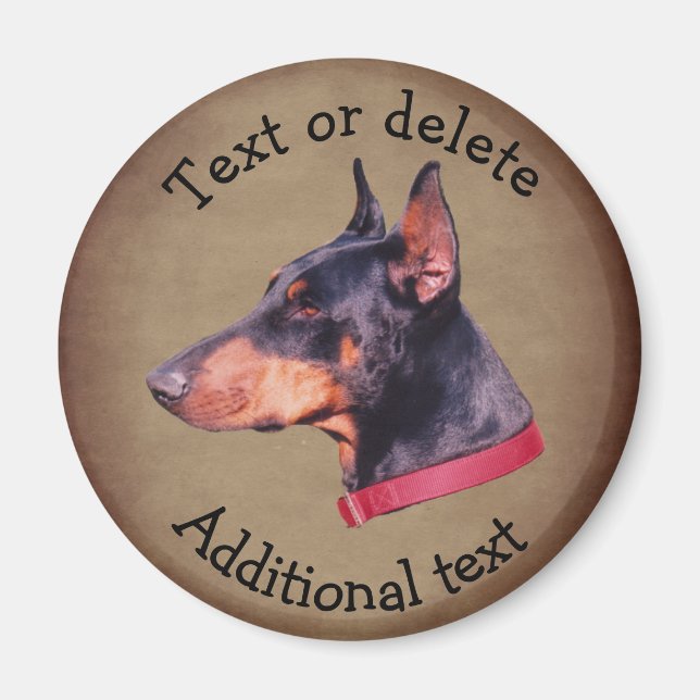 Dobermann Pinscher Hund personalisiert Magnet (Vorne)