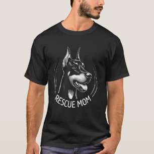 Dobermann Pinscher Hund Portrait Rettung Mom T-Shirt