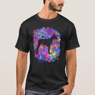 Dobermann Pinscher Hund  Rosa Wasserfarbe-Spritzer T-Shirt