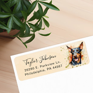 Dobermann Pinscher Hund Rücksendeadressetikett