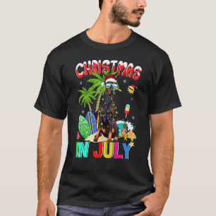 Dobermann Pinscher im Weihnachtsmannhut Sonnenbril T-Shirt