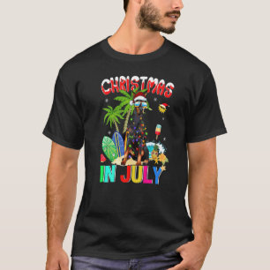Dobermann Pinscher in Santa-Hut Sonnenbrille Weihn T-Shirt