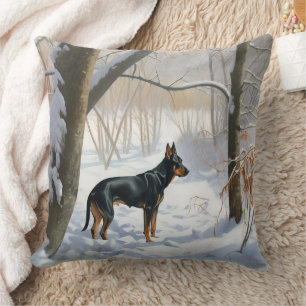 Dobermann Pinscher Lass es schneien Weihnachten Kissen