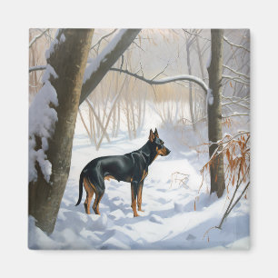 Dobermann Pinscher Lass es schneien Weihnachten Magnet