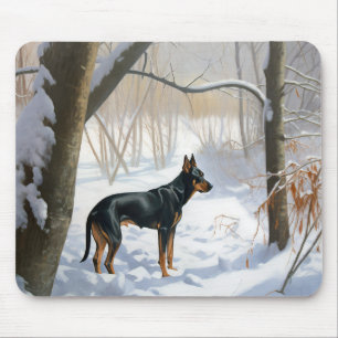 Dobermann Pinscher Lass es schneien Weihnachten Mousepad