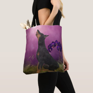 Dobermann Pinscher Lila Orchideen Hundekunst
