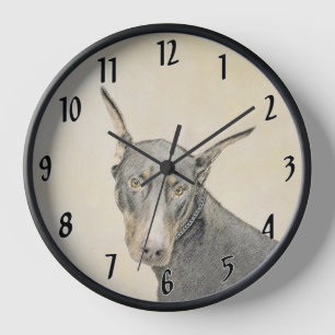 Dobermann-Pinscher-Malerei - Originale Hunde-Kunst Uhr