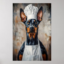 Dobermann Pinscher mit Kochmütze Poster, Lustiges