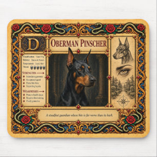 Dobermann Pinscher, mittelalterliche Bestiarien-Ku Mousepad
