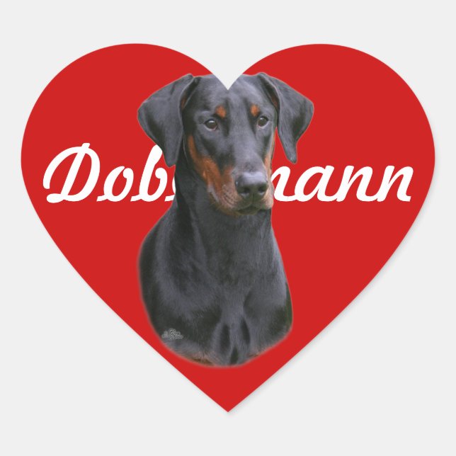 Dobermann Pinscher Ohraufkleber Herz-Aufkleber (Vorderseite)