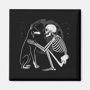 Dobermann Pinscher Skelett Mond Halloween Hund Magnet