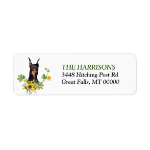 Dobermann Pinscher Sonnenblumenkranz Rücksendeadre